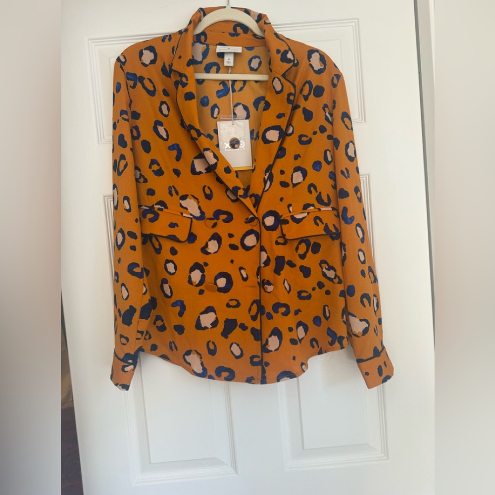 Phillip Lim Leopard Print Blazer Blouse in Orange and Black Size Small BNWT